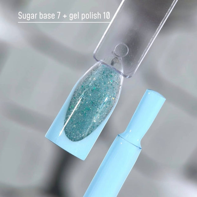 Saga Sugar Παλτό βάσης №7 Τιρκουάζ με χρωματιστή γκλίτερ 10ml