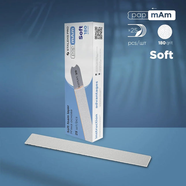 White disposable files (soft foam layer) papmAm Expert 20 180 grit (25 pcs) Staleks Pro - Disposable nail file